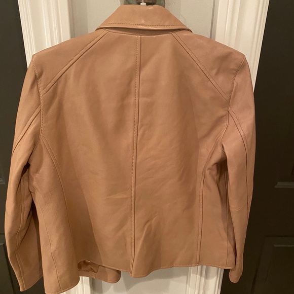 Eileen Fisher real leather amber/beige jacket - Picture 4 of 7